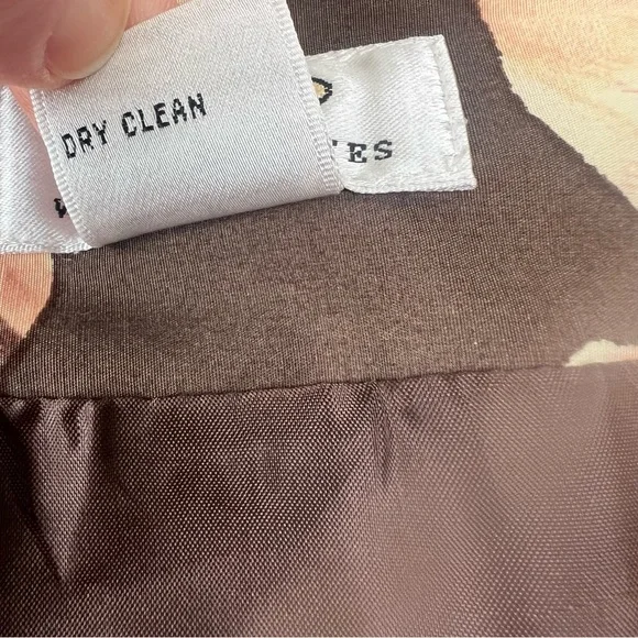 Talbots silk blend floral skirt brown pink and yellow Sz 24W - Picture 7 of 11